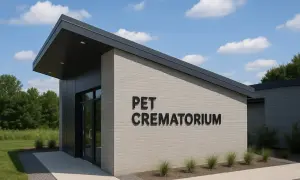 Nowoczesny budynek krematorium dla zwierząt. Zapytaj o piec do kremacji zwierząt cena.